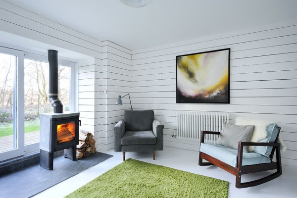 Heath Cottage Living Room homify Modern Living Room refurbishment,renovation,cottage,scotland,white,scandinavian,timber,stove,painting