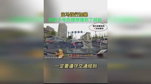 宝马强行加塞 被豹子号的理想撞了