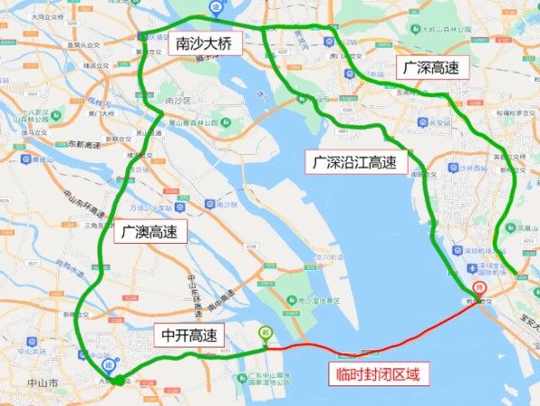 深中通道将实行全线双向临时封闭交通管制 附绕行方案