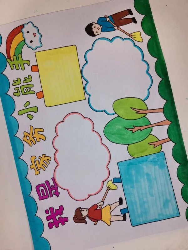 我是家务小能手手抄报线稿原图可打印可贴照片