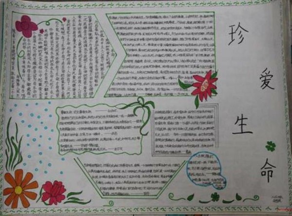 学生制作以关爱生命快乐成长为主题的手抄报.