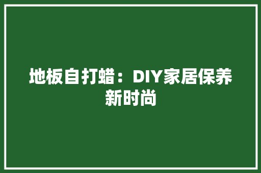 地板自打蜡：DIY家居保养新时尚 现代风格装饰