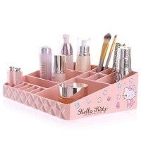Hellokitty化妆品收纳盒大号 创意桌面口红护肤品收纳整理盒透明