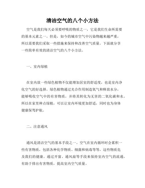 清洁空气的八个小方法