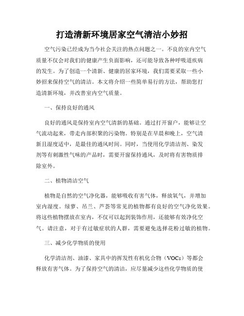 打造清新环境居家空气清洁小妙招