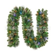树源 PVC加沾银粉松针搭配松果彩灯圣诞藤条 室内墙挂门挂装饰品