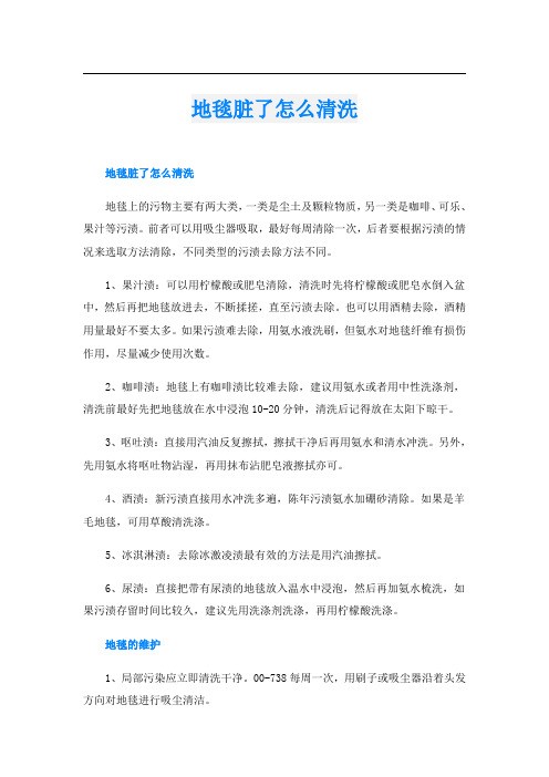 地毯脏了怎么清洗