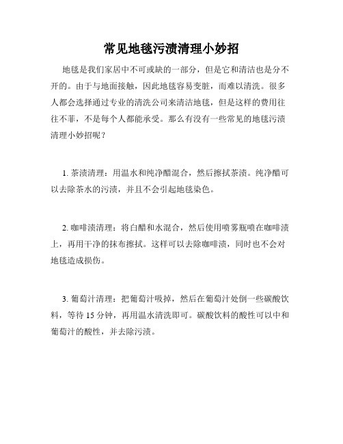 常见地毯污渍清理小妙招