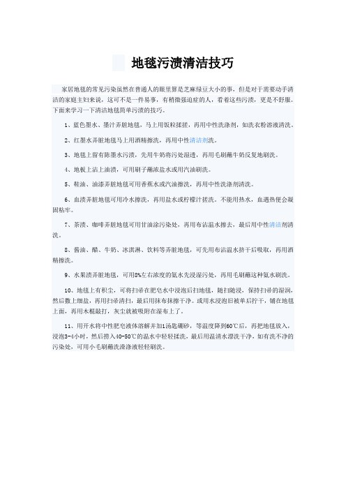 地毯污渍清洁技巧
