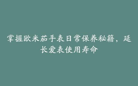 掌握欧米茄手表日常保养秘籍,延长爱表使用寿命