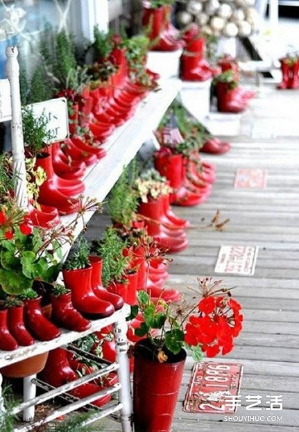 废旧鞋子制作花盆的方法 旧鞋子DIY花盆教程 - www.shouyihuo.com