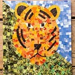 废杂志制作马赛克老虎贴画