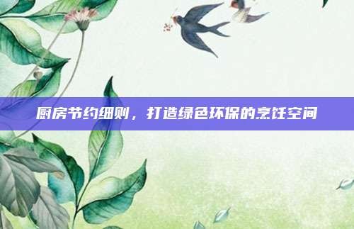 厨房节约细则,打造绿色环保的烹饪空间
