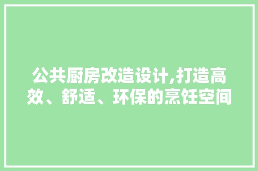 公共厨房改造设计,打造高效、舒适、环保的烹饪空间