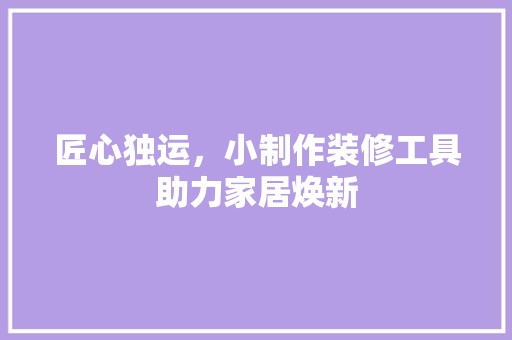 匠心独运，小制作装修工具助力家居焕新 装修工程