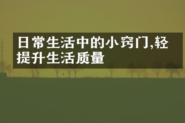 日常生活中的小窍门,轻松提升生活质量