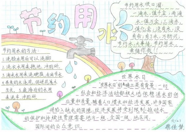 节约用水手抄报清楚