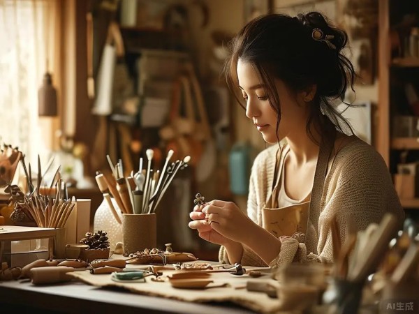 美女做手工