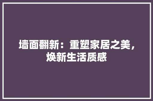 墙面翻新：重塑家居之美，焕新生活质感 家居装修