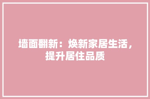 墙面翻新：焕新家居生活，提升居住品质 风格选择