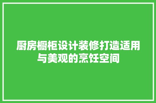厨房橱柜设计装修打造适用与美观的烹饪空间 餐厅