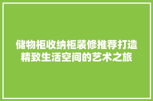 储物柜收纳柜装修推荐打造精致生活空间的艺术之旅 厨房