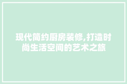 现代简约厨房装修,打造时尚生活空间的艺术之旅 现代风格装饰