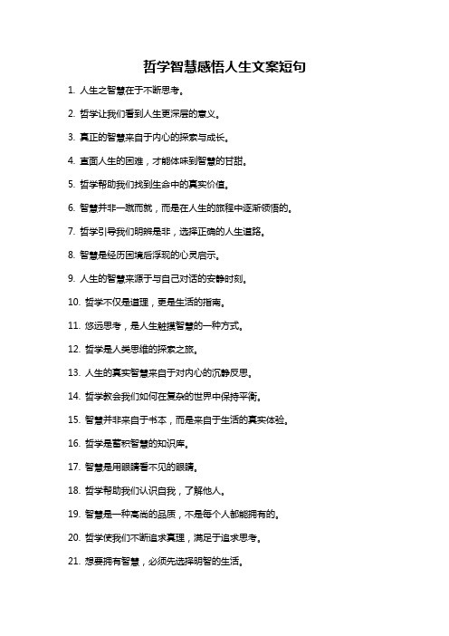 哲学智慧感悟人生文案短句