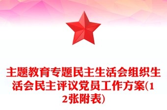 主题教育专题民主生活会组织生活会民主评议党员工作方案(12张附表)