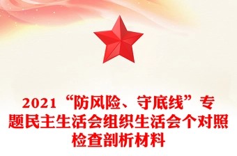 2021“防风险、守底线”专题民主生活会组织生活会个对照检查剖析材料