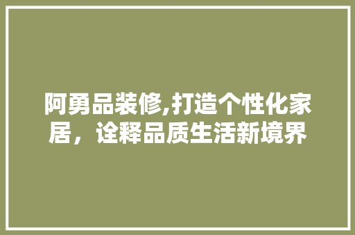 阿勇品装修,打造个性化家居，诠释品质生活新境界 空间布局