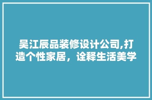 吴江辰品装修设计公司,打造个性家居，诠释生活美学 现代风格装饰