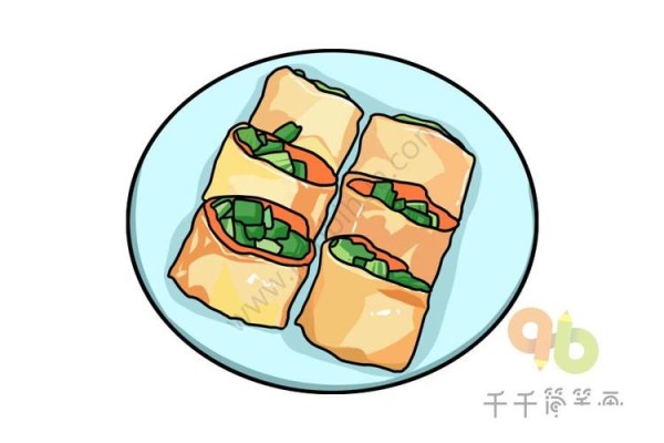 常见的美食小吃烤冷面简笔画快来和孩子画一画吧