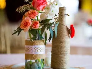 Yarn Wrapped Bottle Vases