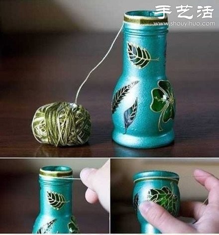 玻璃瓶变废为宝手工制作精致花瓶 - www.shouyihuo.com