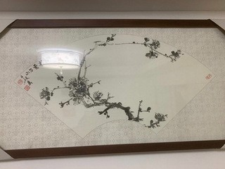 张千根老师纯水墨扇面国画梅花