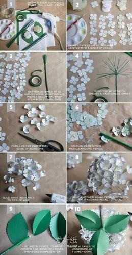 花手工制作教程精美绣球花折纸图解教程寻找diy女王 折纸玫瑰绣球花