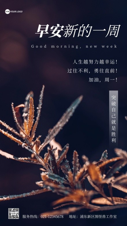 简约风新的一周英文生活语录摄影图海报