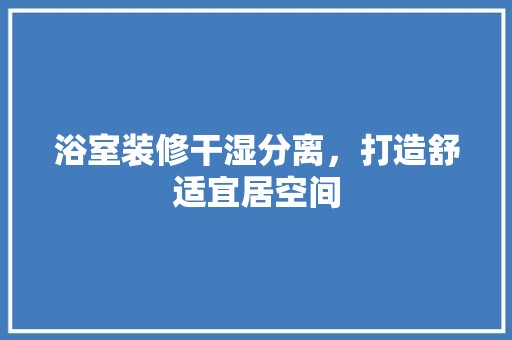 浴室装修干湿分离，打造舒适宜居空间 墙面