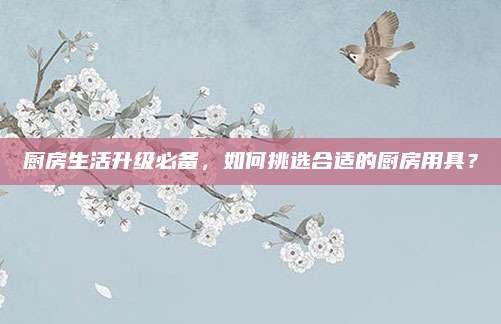 厨房生活升级必备,如何挑选合适的厨房用具?