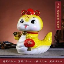 陶瓷空酒瓶十二生肖蛇年酒壶5斤装灵蛇献福可爱密封罐 摆件