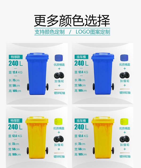 餐厨垃圾桶_绿色垃圾桶240L_厨余垃圾桶240L_济南垃圾分类垃圾桶
