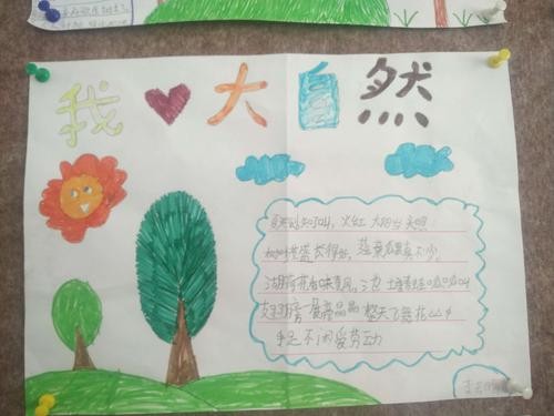 同学们用小手绘制的自然手抄报.