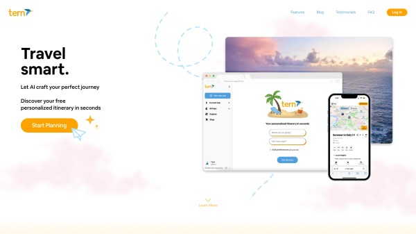 Tern AI Travel Planner 主页截图