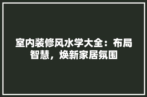 室内装修风水学大全：布局智慧，焕新家居氛围 现代风格装饰