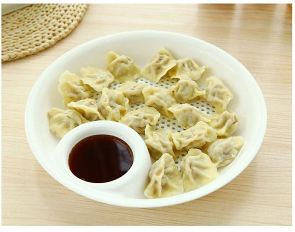 创意塑料饺子盘一个装 厨房沥水双层盘子 带醋碟饺盘包子盘水果盘