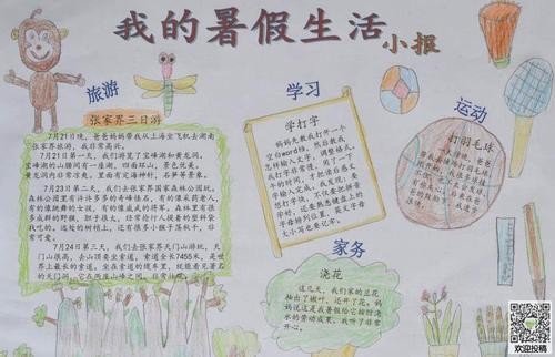 psd模板我的假期我做主手抄报图片丰富快乐成长蜕变的假期生活手抄报