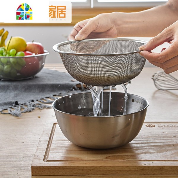 不锈钢沥水盆洗米筛沥水篮滤水漏网淘米盆水果蔬沥水篮