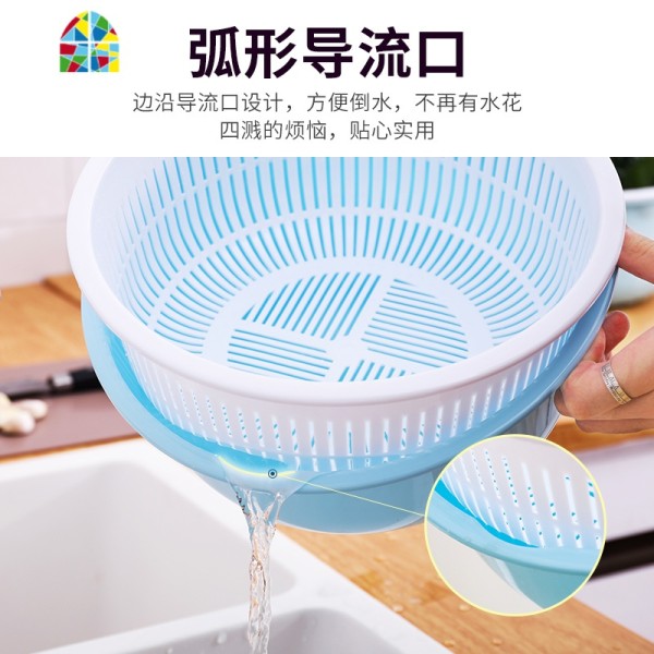 家用双层镂空沥水篮厨房洗菜盆水塑料加厚洗水果沥水篮