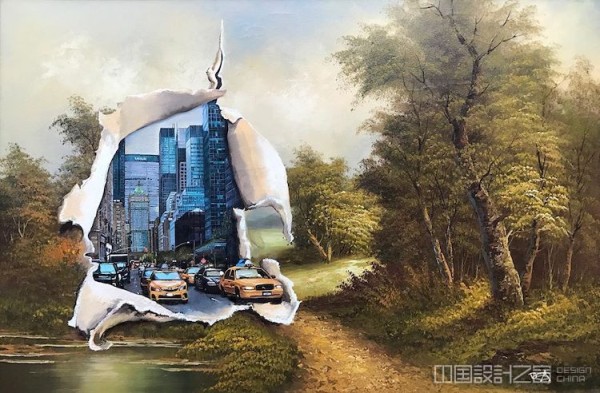 Altered Thrift Store Paintings by Dave Pollot